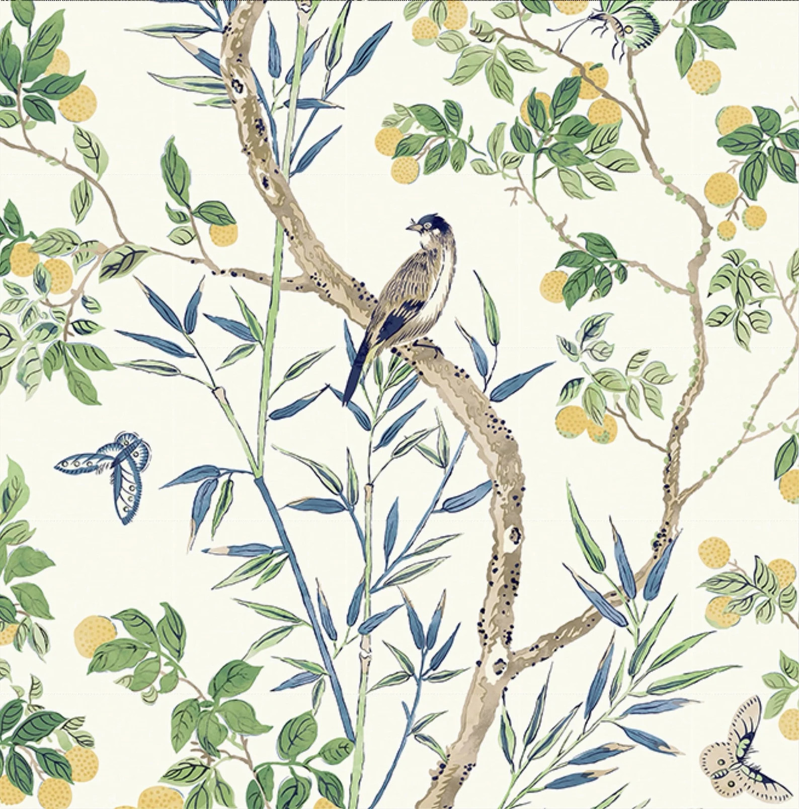 Thibaut Claire Wallpaper, Birds and Butterflies, Designer Wallpaper, Floral, Large Print Wallpape... | Etsy (US)