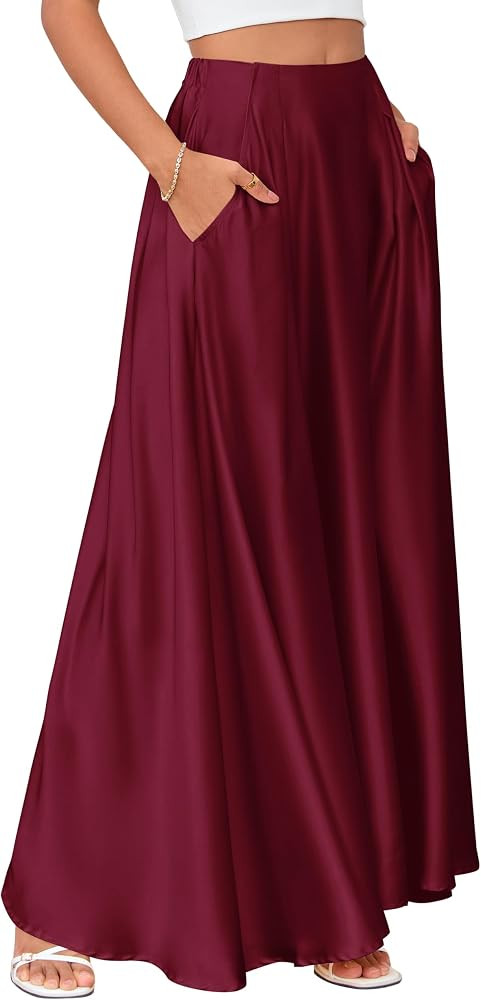 MAKABO Maxi Satin Skirts for Womens High Waisted Flowy Long A line Skirt Trendy for Office Holida... | Amazon (US)