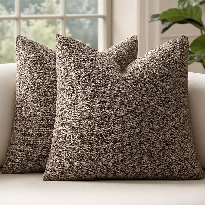 MIULEE 20x20 Inch Decorative Pillow Covers for Couch Bed Set of 2 Textured Boucle Neutral Throw P... | Amazon (US)