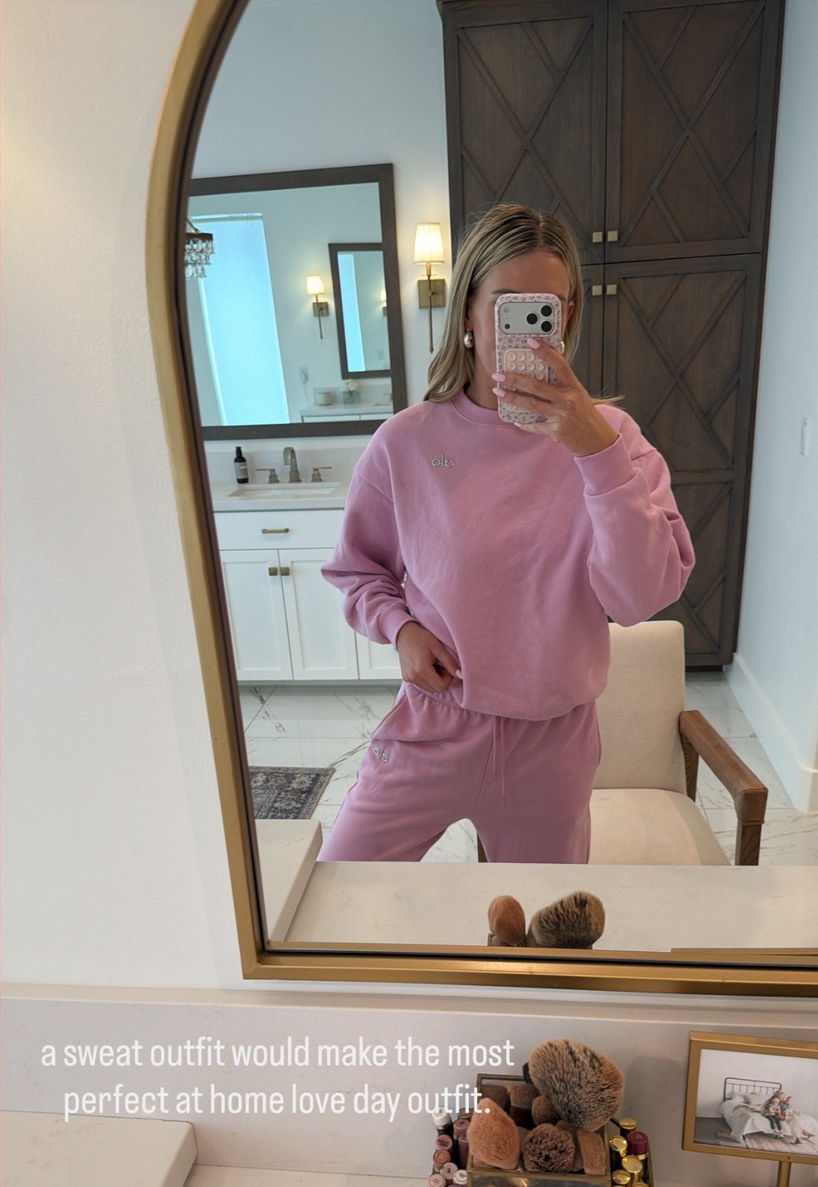 The most perfect pink! Love this ALO sweat set.🎀🫶🏻

#LTKmomlife #LTKValentine #LTKselfcare