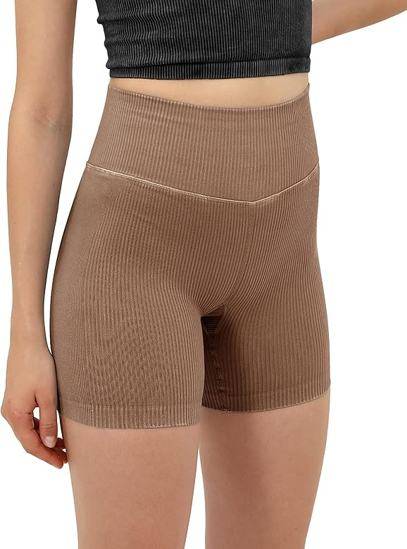 ODODOS Women's Crop 3-Pack Washed Seamless Rib-Knit Camisole Crop Tank Top | Amazon (US)