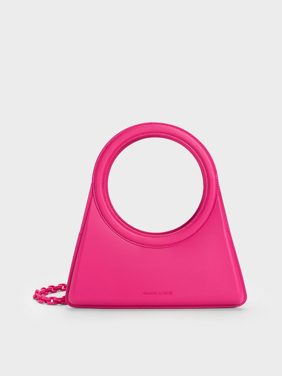 Fuchsia Camelia Circle Handle Geometric Bag | CHARLES & KEITH | Charles & Keith CA