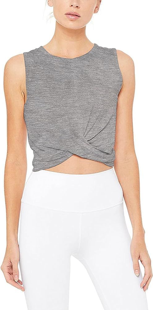 Bestisun Womens Cropped Workout Tops Flowy Gym Workout Crop Top Athletic Yoga Exercise Shirts Dance  | Amazon (US)