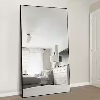 32 in. W x 71 in. H Oversized Black Metal Modern Classic Full-Length Floor Standing Mirror | The Home Depot