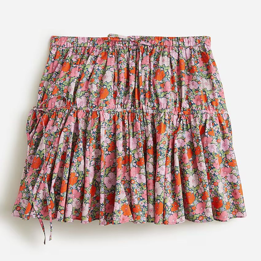 Tiered organic cotton mini skirt in Liberty® Meadow Song floral | J.Crew US