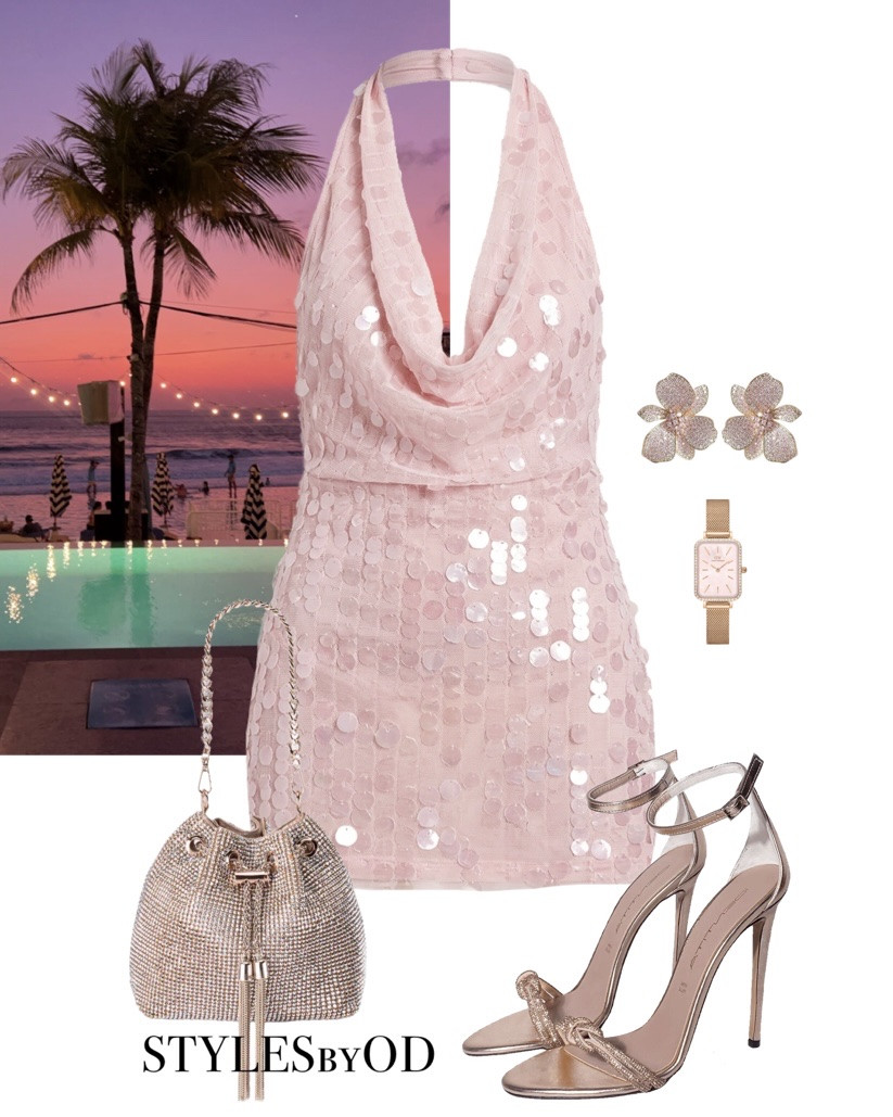 PRETTY IN PINK🌸✨

Mastering the perfect „Vacation Glamour" aesthetic for summer nights💖 From a romantic sunset dinner at a beachside resort to rooftop cocktails with incredible ocean views, this look is the definitive blueprint for feeling sophisticated, confident, and utterly expensive🥂

Sequin mini dress outfit, cowl neck halter dress, how to style blush pink, crystal bucket bag, metallic gold stilettos #LTKstyletip #LTKfashion #LTKsummer

#LTKdatenight #LTKkleider #LTKpartywear