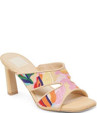 Gitel Floral Raffia Slip-On Dress Sandals | Dillard's