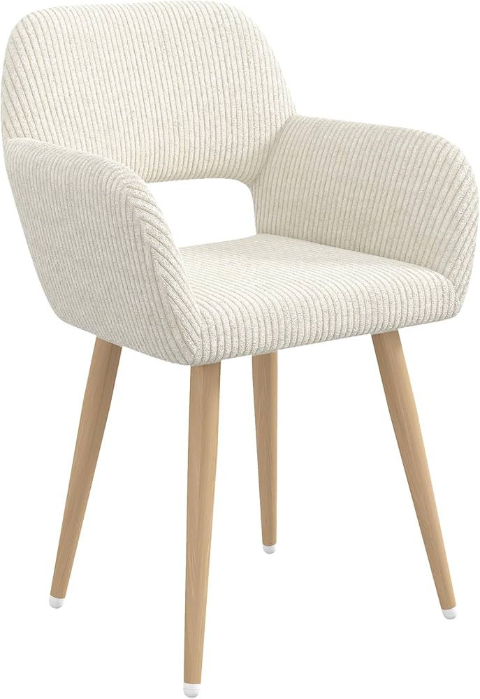 Home Office Desk Chair, Corduroy Vanity Chair 1PC for Teen Girls, Beige | Amazon (US)