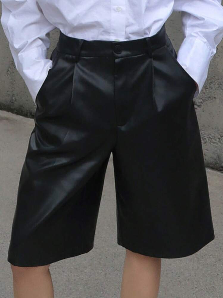 Black Leather Shorts | SHEIN