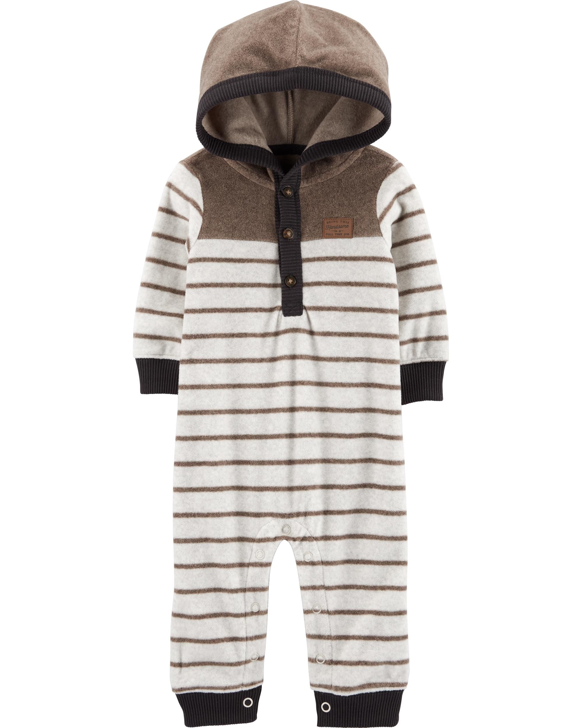Striped Hooded Fleece Jumpsuit | Carter's