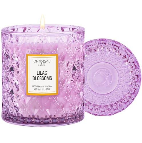 Chloefu LAN Lilac Blossoms Scented Candle, Highly Floral Fragranced Candle, Natural Soy Wax Candle Gift, Candles Gifts for Women, 55 Hours Long Burning, Home Decorative, 8.1 oz | Amazon (US)