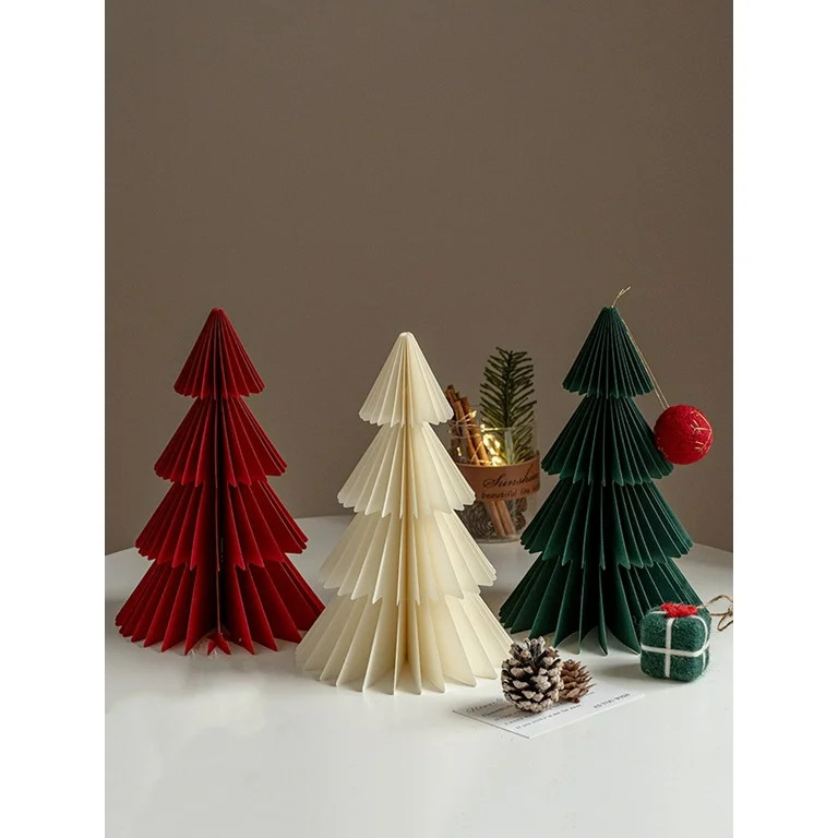 Paper Christmas Tree 3D Honeycomb Paper Xmas Tree Ornament Rustic Tabletop Centerpiece for Office... | Walmart (US)