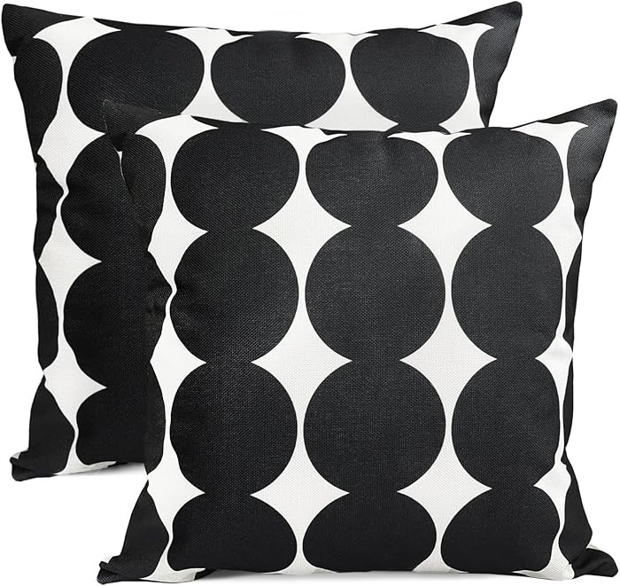 Decorative Throw Pillow Covers Set of 2 Black Fashion Polka dot Pillow Covers 18x18 Inch Throw Pi... | Amazon (US)