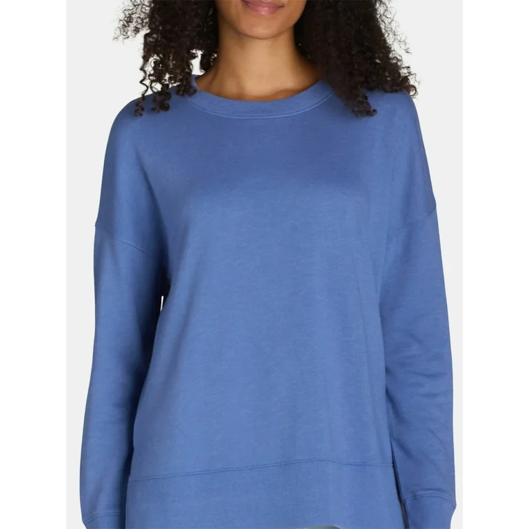 Time and Tru Women's Crewneck Sweatshirt with High-Low Hem, Sizes XS -4X | Walmart (US)