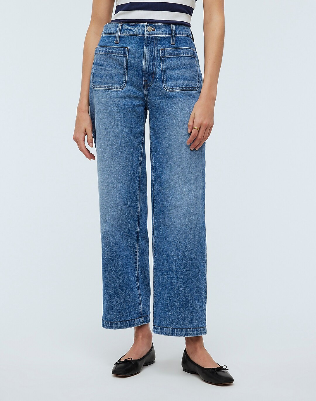 The Emmett Wide-Leg Jean in Lakecourt Wash: Patch Pocket Edition | Madewell