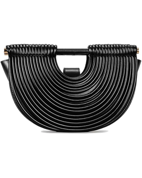 Clutch Purses for Women Evening/Wedding Chic Half Round Woven Bag Formal PU Leather Purse Designe... | Amazon (US)