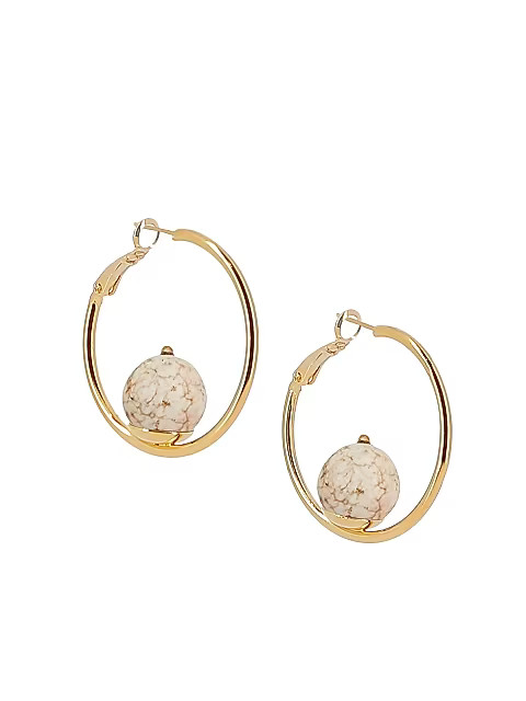 Sonia Gold-Plated &amp; White Howlite Small Hoop Earrings | Saks Fifth Avenue