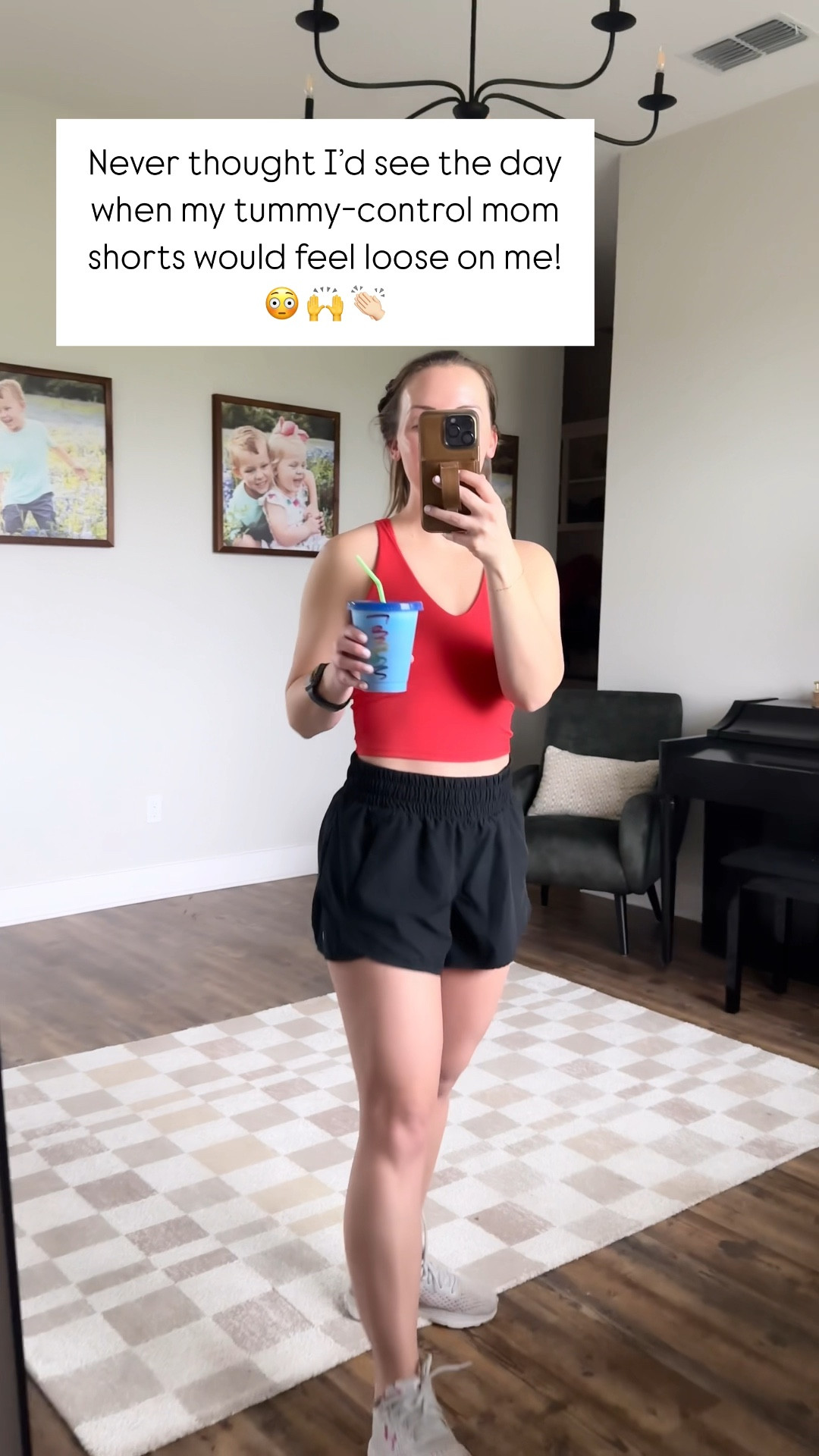Momma to 3 kiddos - Wearing a size 
Medium in top and bottom! 130 lbs, Currently a size 6. 

Workout top is 30% off right now ($14 🤯) super comfortable and soft. I’d buy it again in every color! 

These $12 running shorts w/ biker lining underneath have been my go to shorts ever since having my last child. They really keep the mom pooch tucked in, and surprised that they were loose today. 👏🏻 😃 🙌  if you are a pp mom you will love these!

Everyone needs a fun cup, and I just love these. I have mine personalized with my name and use all the time, especially when I drink my pre-workout or energize! 

If you want to know more about the supplement I take that helps curb my appetite and boost my metabolism 👉🏻 you can find it in my instagram story “Fitness” highlight! It’s $50 and worth every penny if you want to speed up your weight loss journey! 😉 

Postpartum moms | mom fitness | target activewear | Walmart activewear | mom bod | sports mom 

#LTKActive #LTKSaleAlert #LTKFitness