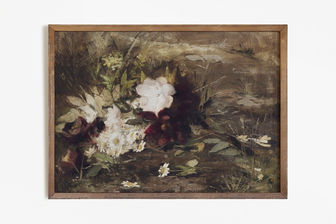 Moody Flower Painting  Vintage Botanical Print PRINTABLE 432 - Etsy | Etsy (US)