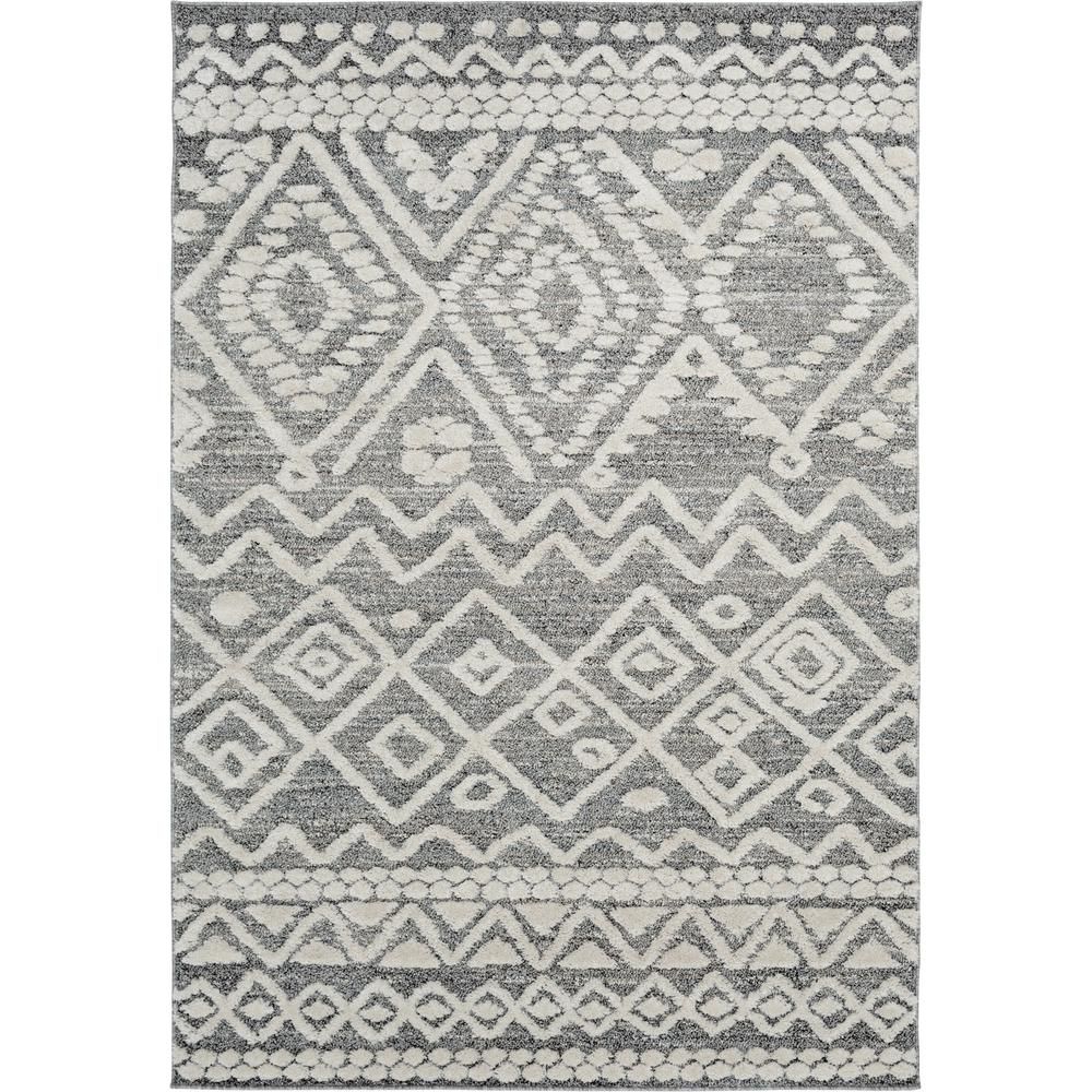 Bazaar Sabian White/Grey 5 ft. x 7 ft. Geometric Polypropylene Area Rug, White/Light Gray | The Home Depot