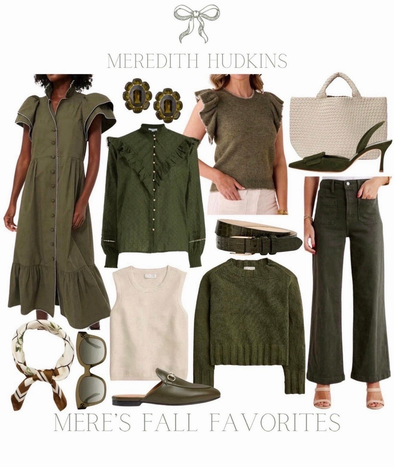 Meredith Hudkins preppy, classic timeless style, traditional fashion, fall fashion, fall style autumn fashion, fall outfit, wedding guest dress fall wedding guest dress autumn style fall style, Tuckernuck, Neiman Marcus, Gucci, J.Crew J.Crew factory, Avara, olive green sage, green dark green maxi dress women’s top sweater, long sleeve blouse, cropped denim jeans, silk scarf, sunglasses J McLaughlin, women’s fashion woven purse earrings

#LTKSaleAlert #LTKFindsUnder100 #LTKFindsUnder50