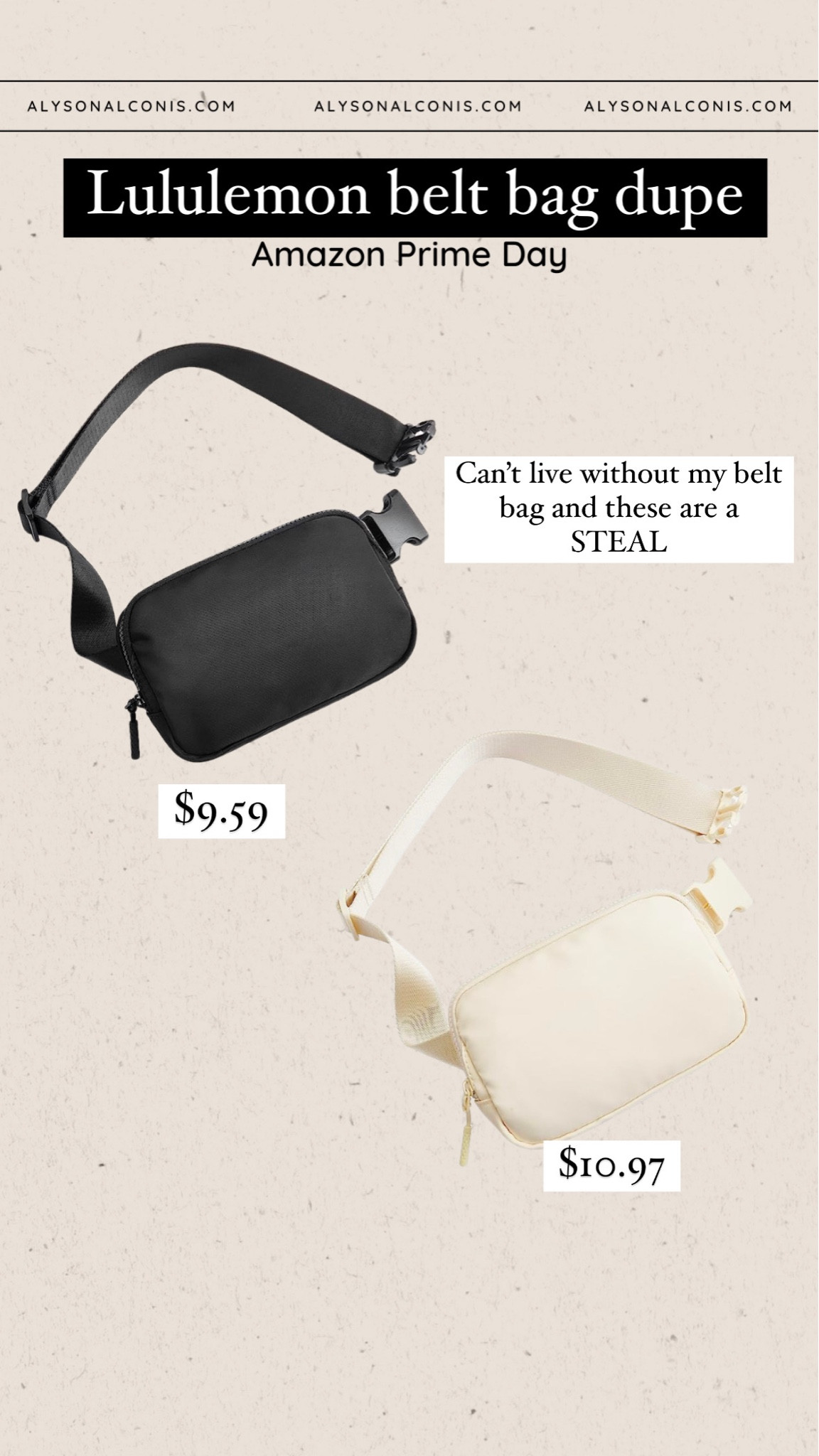 This lululemon belt bag dupe is perfect for the woman on the go! I wear belt bags all the time and it goes with so many of my daily outfits. 

Amazon lululemon belt bag dupe, Amazon prime day belt bag
