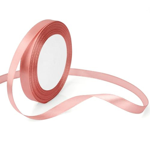Pink Satin Ribbon for Gift Wrapping, Wedding Flower Bouquet, Crafts - Rose Gold, Dusty Pink, Champagne - 3/8" X 25 Yards Thin Fabric for Hair, Balloon, Bow, DIY Sewing | Amazon (US)