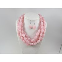 Chunky Pink Necklace, Multi Strand Statement Rose Beaded Necklace Jewelry, Best Seller | Etsy (US)