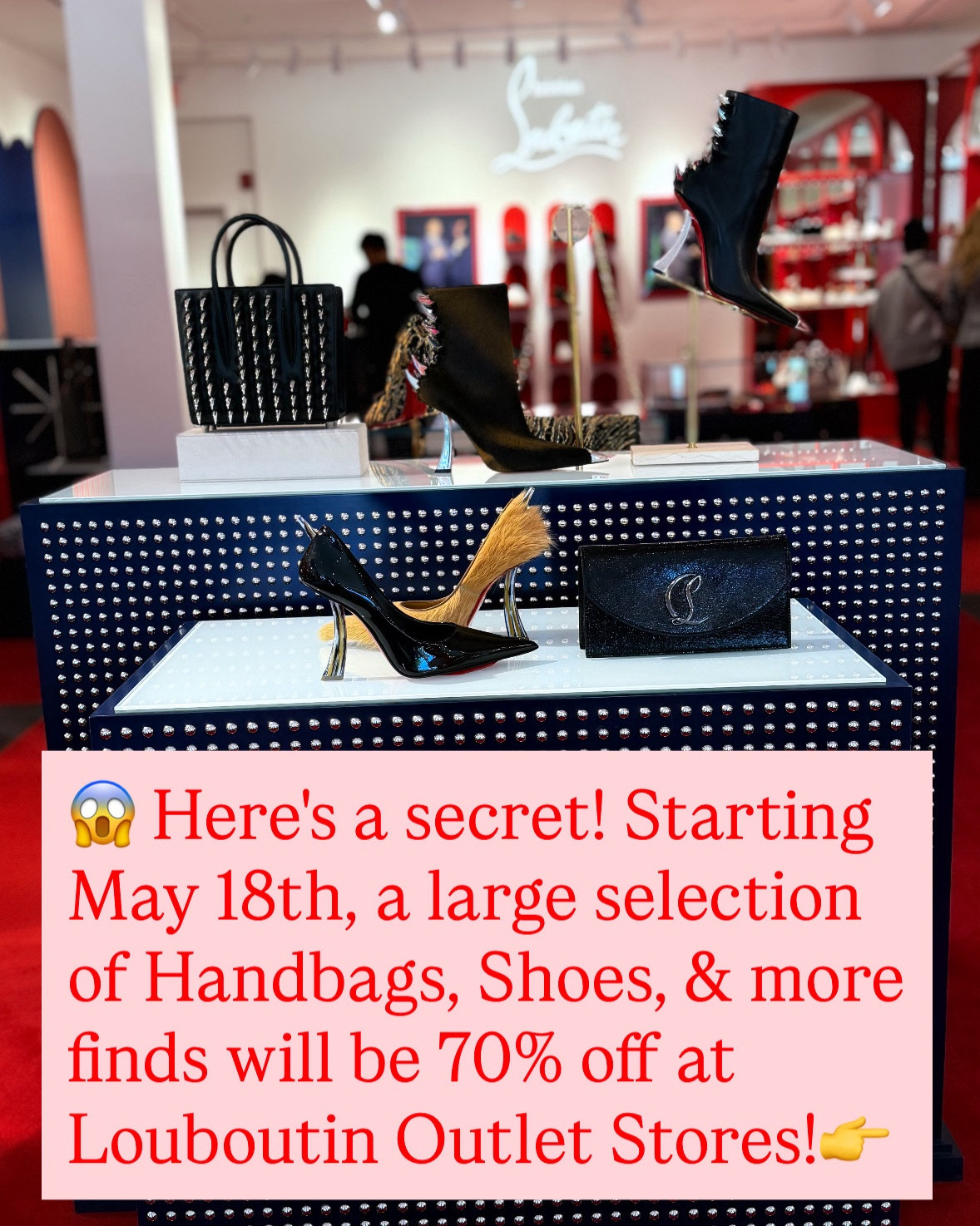🚨Update: now starting May 19th!!🚨 Items will be deeply discounted at Louboutin Outlet Stores! This doesn’t happen often! 

Scroll right to see examples of what these Outlet Stores carry in general…though the list isn’t available yet, some of these finds should be included in the sale! 

Full list of Louboutin Outlet Stores is on my IG; discounted finds you can shop online now are attached!

Thank you @metromakeupmaven  for the images & confirming the sale date!

✨Follow for Designer finds & more for less!

#luxuryfashion #highendfashion #designerdeals #luxuryshopping #fashioninvesting#LTKMothersDay

#LTKgrwm #LTKSaleAlert