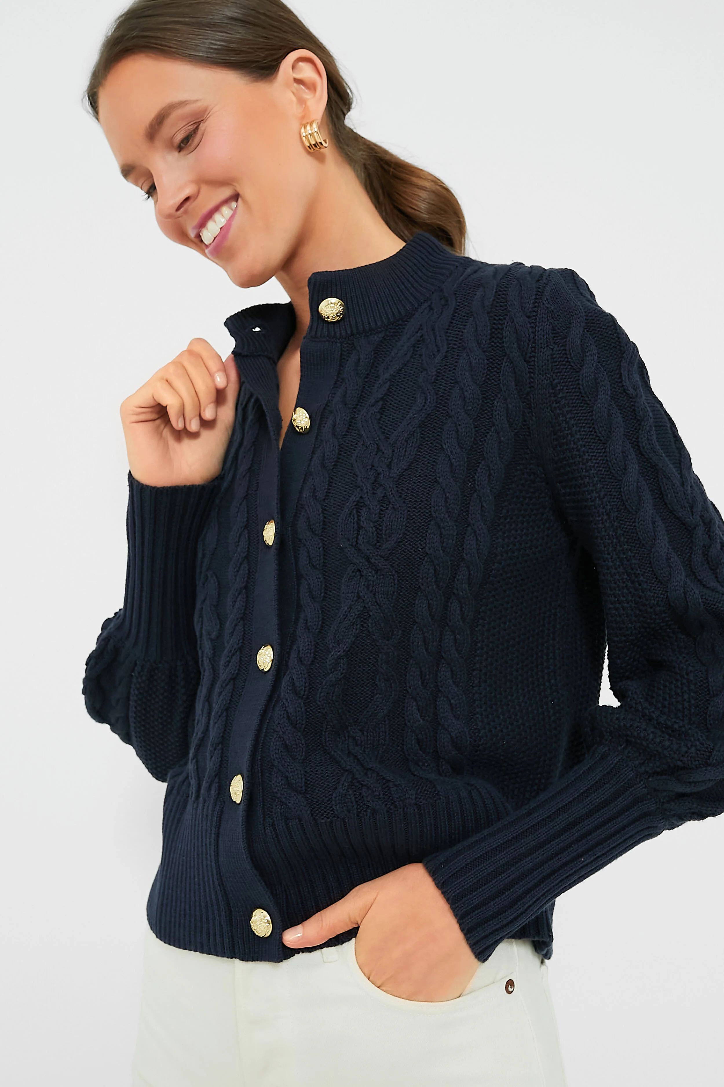 Navy Cotton Colette Cardigan | Tuckernuck (US)