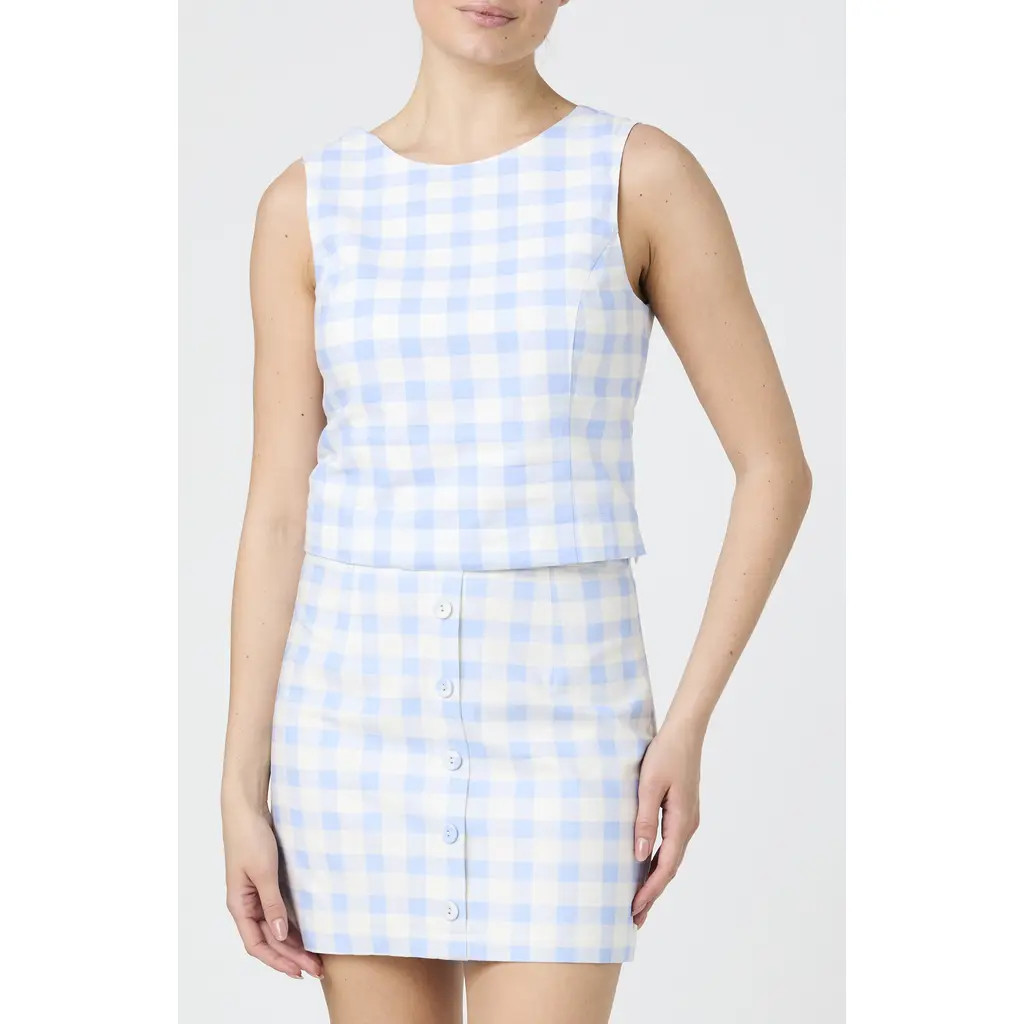 French Connection Gingham Check Sleeveless Top in Cashmere Blue/White at Nordstrom Rack, Size Small | Nordstrom Rack