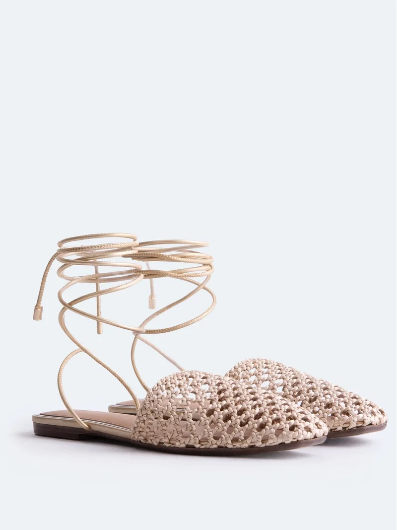 Free Assembly Women's Woven Wrap Slide Flats | Walmart (US)