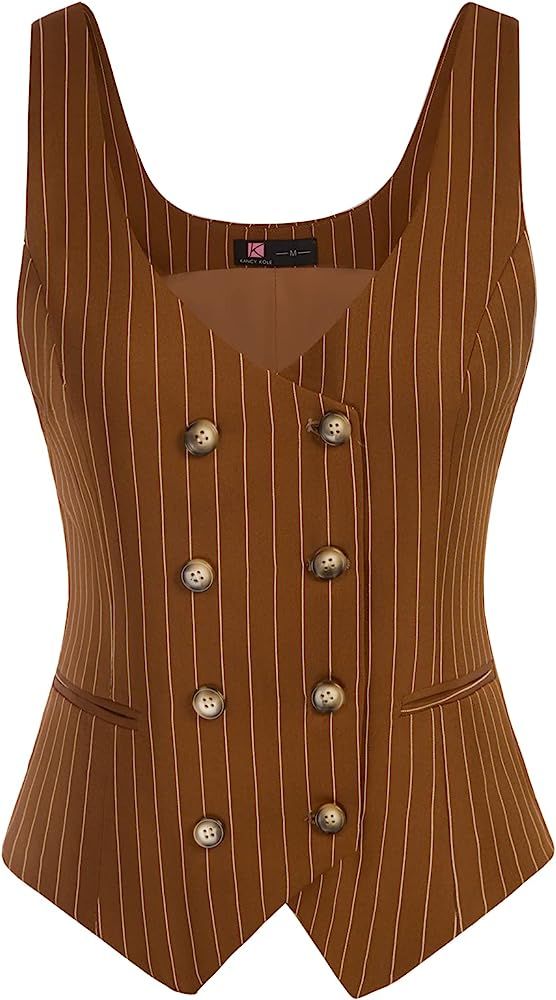 KANCY KOLE Womens Double Breasted Fashion Vests Dressy Casual Versatile Vest Button Vintage Waist... | Amazon (US)