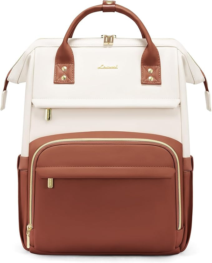 LOVEVOOK Leather Backpack for Women,17 inch Leather Laptop Backpack Women,Professional Work Backp... | Amazon (US)