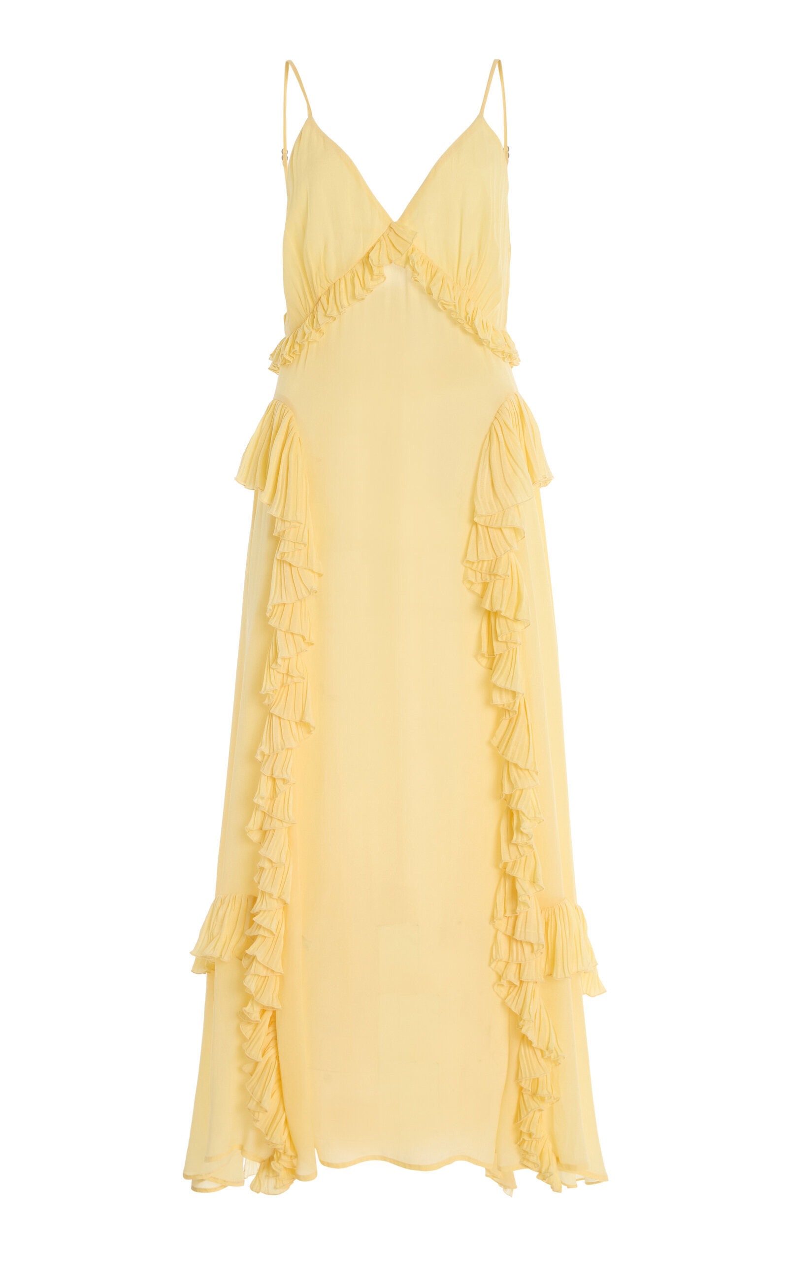 Delilah Ruffled Crepe Maxi Slip Dress | Moda Operandi (Global)