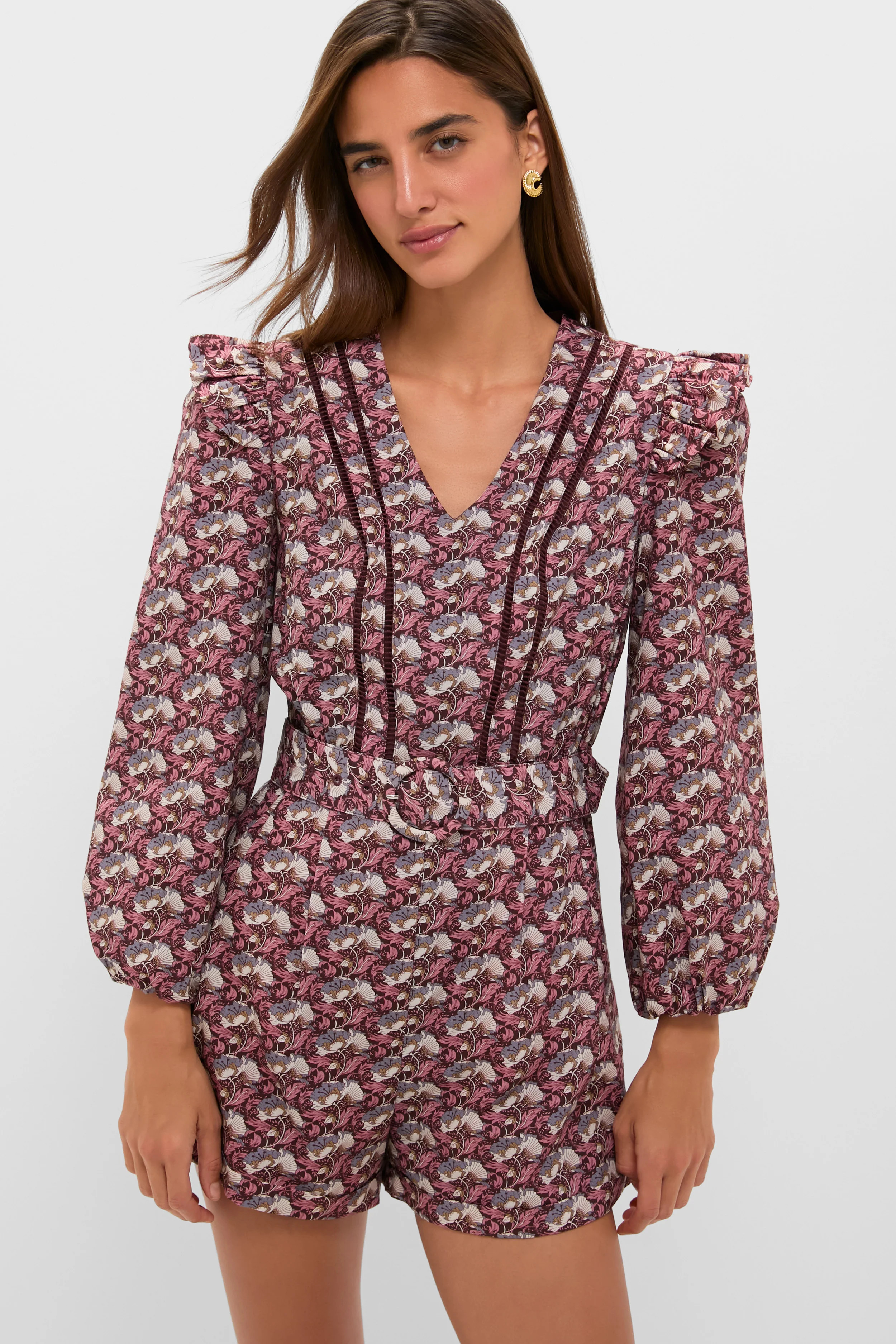 Plum Leafy Floral Jennie Romper | Tuckernuck (US)