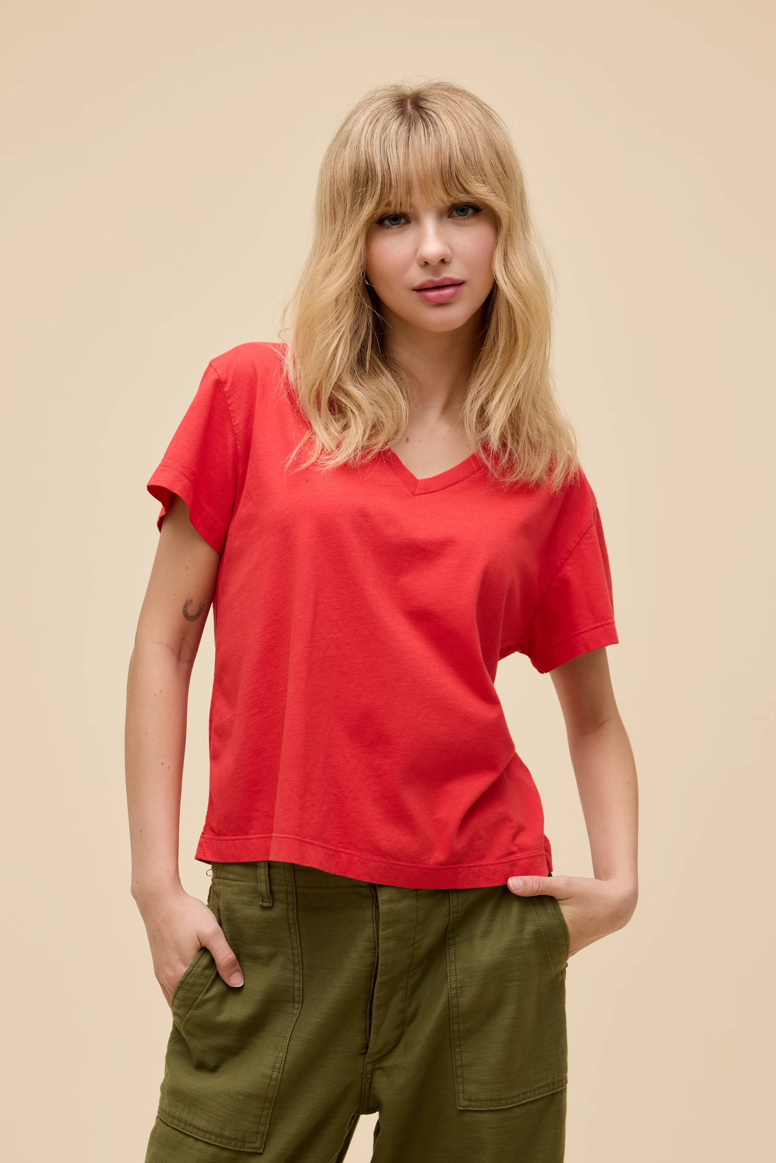 Solid Boxy V-Neck Tee | Daydreamer