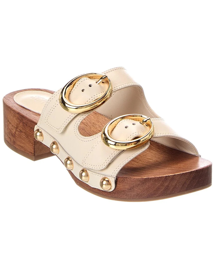 SCHUTZ Juno Mid Block Leather Sandal | Shop Simon