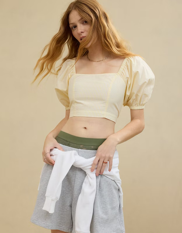 Aerie Puff Sleeve Square Neck Top | American Eagle Outfitters (US & CA)