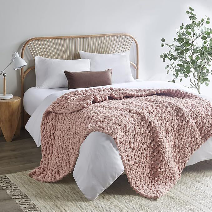 Madison Park Chenille Chunky Knit Handmade Throw, Luxurious and Classic Design, Elegantly Soft, L... | Amazon (US)