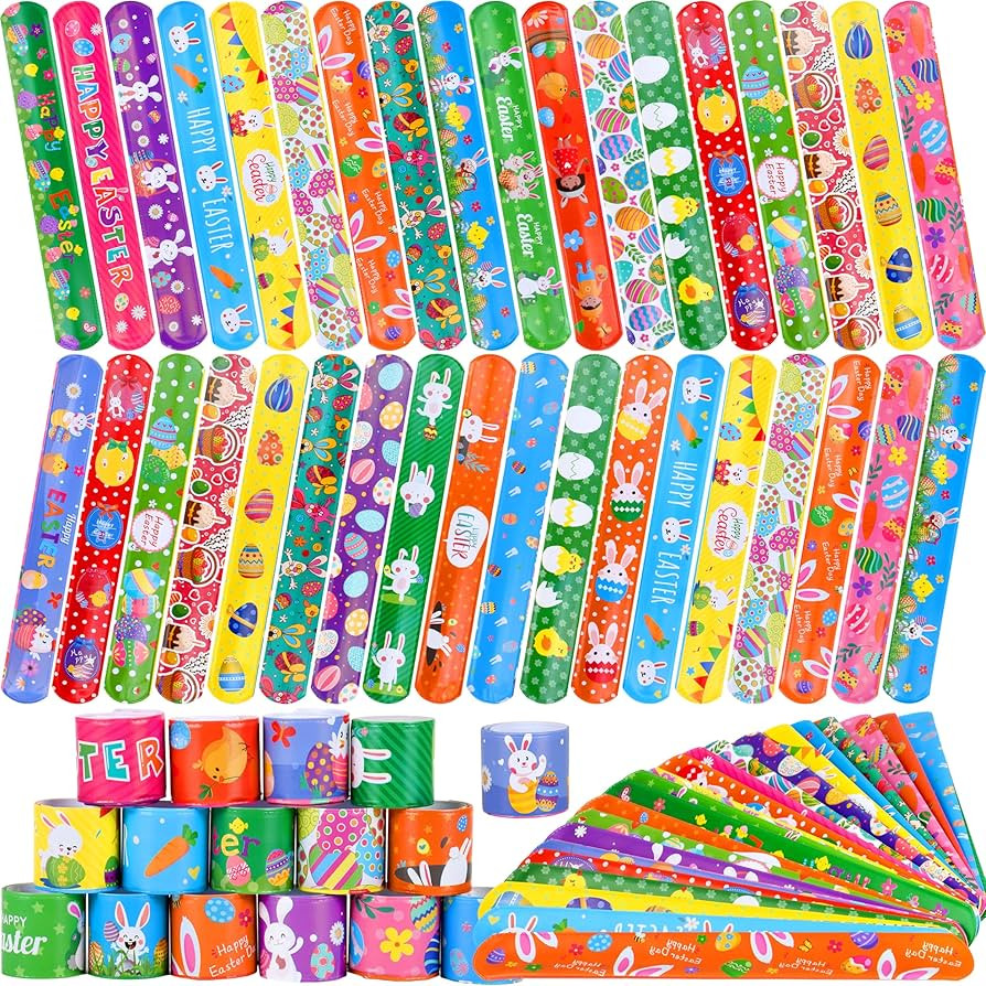 60 Pcs Easter Slap Bracelets Bulk, Colorful Slap Wristbands for Kids Party Decoration Supplies fo... | Amazon (US)