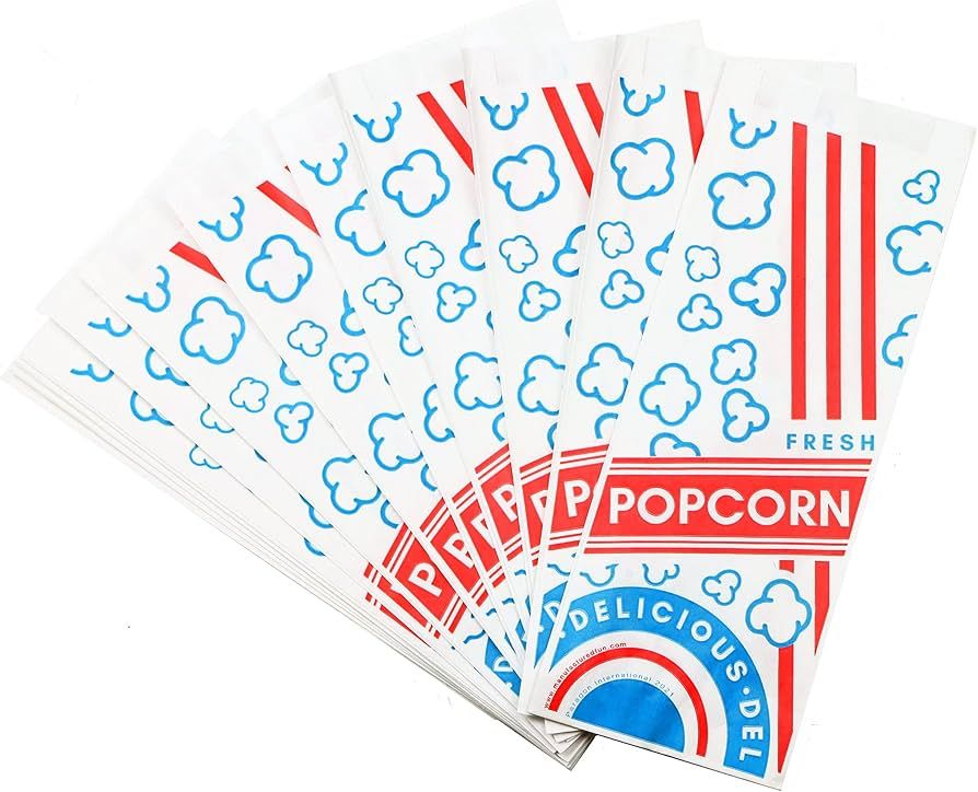 Large Paper Popcorn Bags - Large 2 Ounce Size with Vintage Red White and Blue Design - Packs of 5... | Amazon (US)