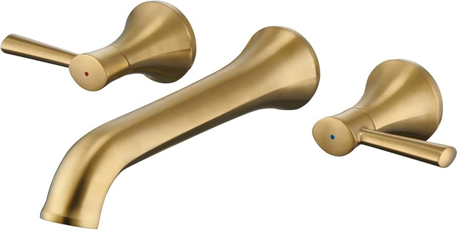 Wall Mount Tub Filler Roman Tub Faucet Brushed Gold Brass Bathtub Faucets with 2 Handles | Amazon (US)