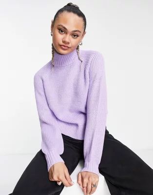 Noisy May ribbed high neck sweater in lilac | ASOS (Global)