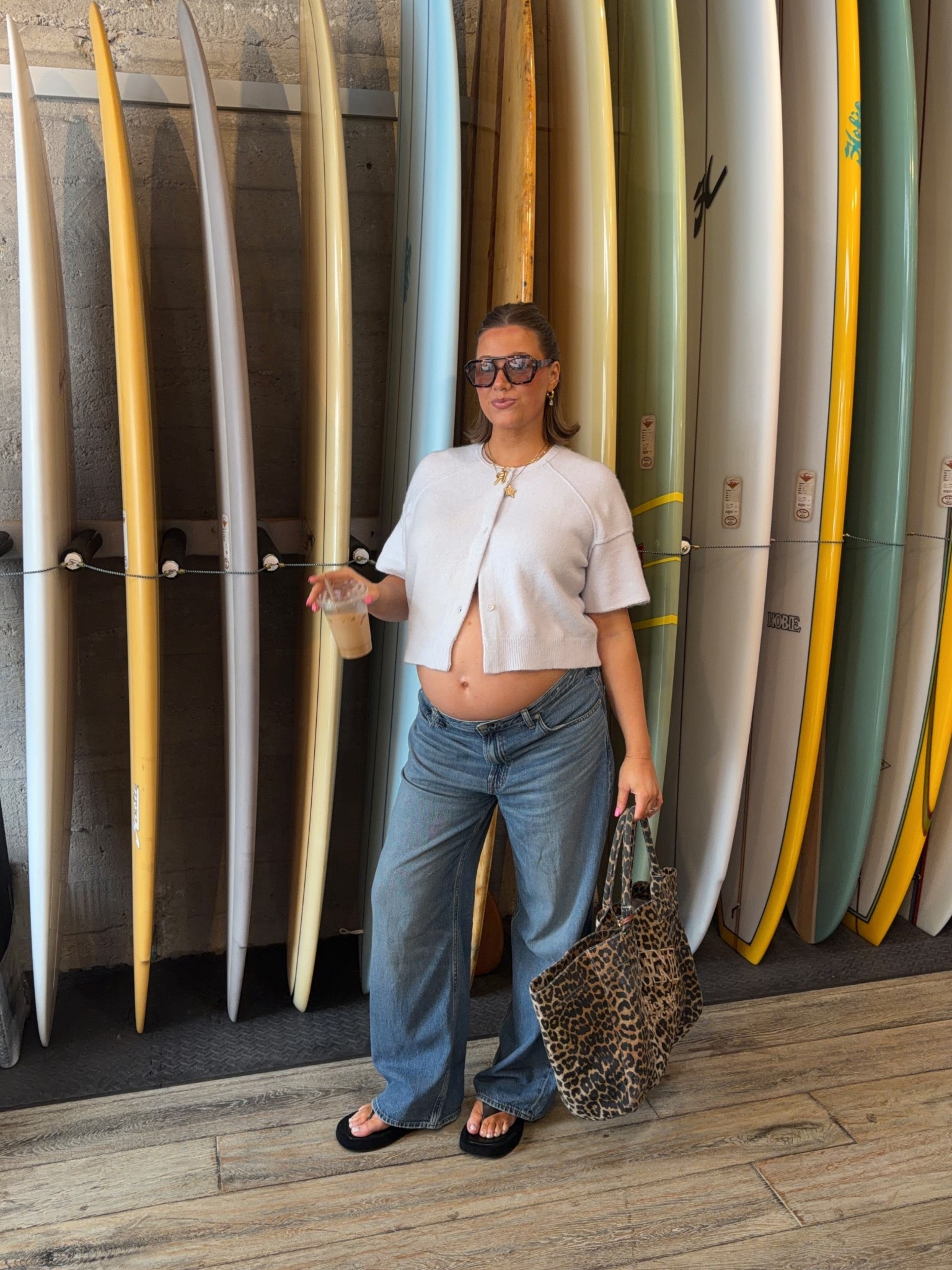 Size large in sweater from free people I love the pale blue. Wouldn’t be cropped much if I wasn’t pregnant so it’s very versatile! Madewell jeans are so good they have a stretchy rigid denim fit so flattering. I’m 20+ weeks and size 31 up two from my usual size but they have lots of room. Size down I think one size for a more accurate fit! 

#pregnant #bresheppard #madewell #lowrise