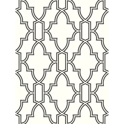 Baptiste Tile Trellis 18' L x 20.5" W Peel and Stick Wallpaper Roll Charlton Home® Color: Black/Whit | Wayfair North America