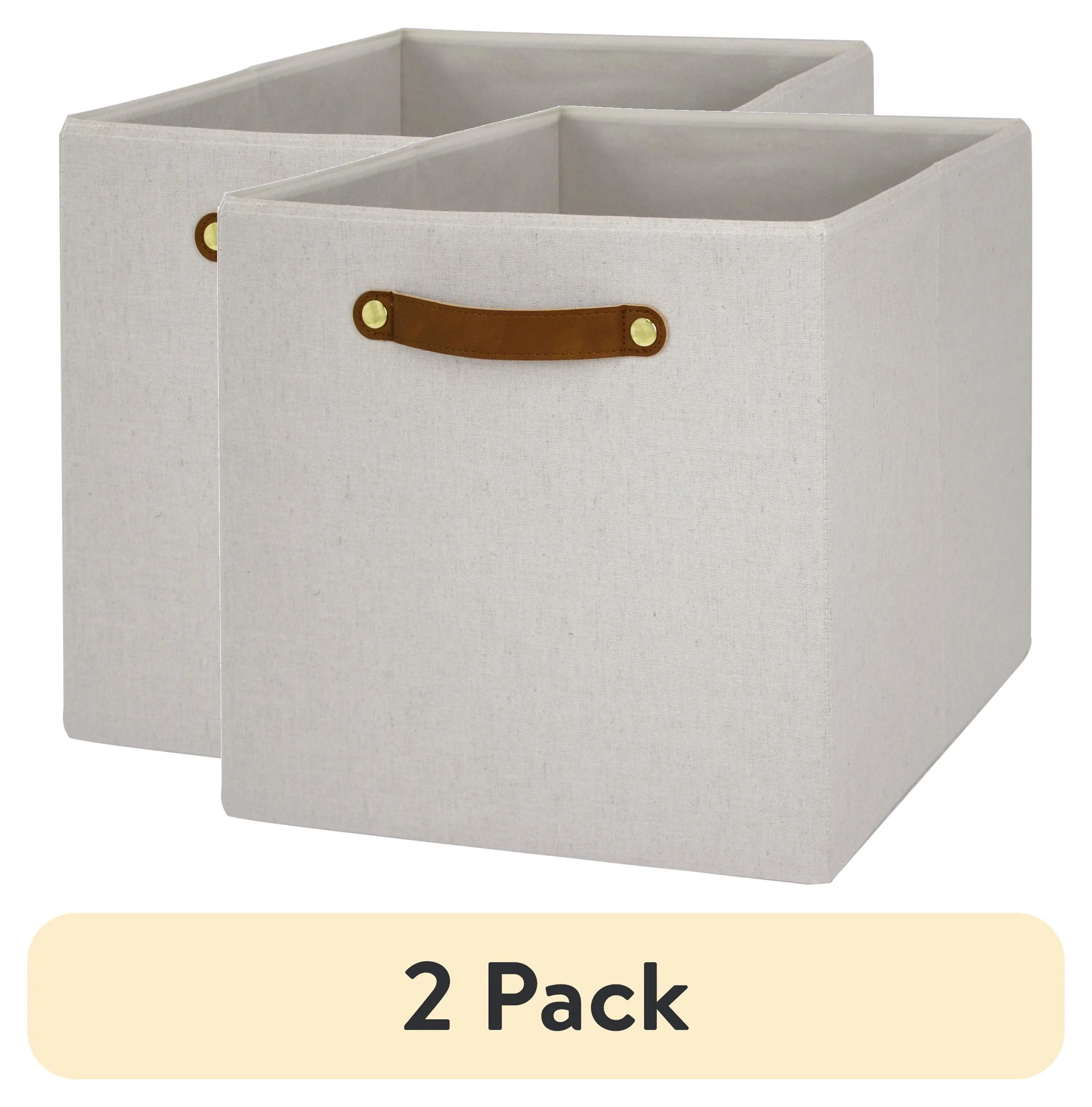 (2 pack) Better Homes & Gardens Collapsible Fabric Cube Storage Bin, Vanilla | Walmart (US)