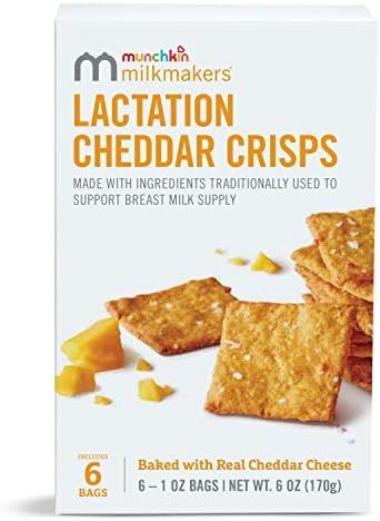 Munchkin Milkmakers Lactation Cheddar Crisps for Breastfeeding Moms with Oats and Flax, 6 Count | Amazon (US)