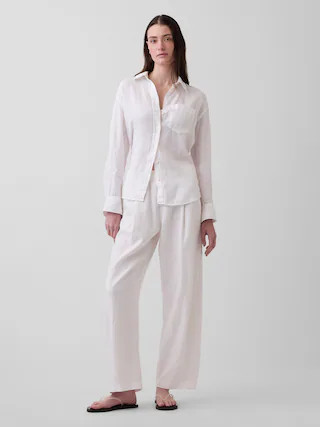 Linen-Blend Easy Barrel Pants | Gap (CA)