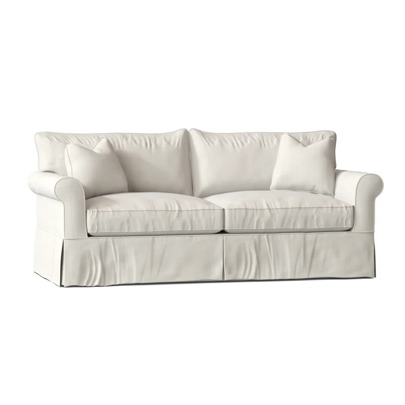 Amari 84" Rolled Arm Slipcovered Sleeper Sofa with Reversible Cushions | Wayfair North America